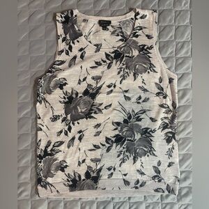 Talbots Women's Floral Pure Merino Wool Tank Top - Black and Gray